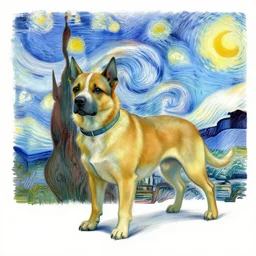 a cyberpunk sketch of a dog by van gogh