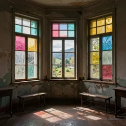 hq sharp photo realistic shabby chic room with windows colorful atmospheric, artstation behance