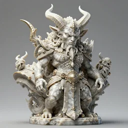 ancient marble devil with horns, polished 3 d sculpture rendered by billelis feat luminokaya in visionary fineart style. 8 k hyper ornated maximalist and overdetailed. powerful dark scifi, darlok emperor portrait shot by andrei riabovitchev, tomasz alen kopera, luminokaya. influenced by, giger and peter gric masters of orion