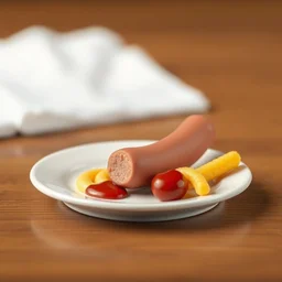 an miniature sausage, nugget and mayo ketchup on plate made of silicone shaders, isometric, 1 0 0 mm, studio lighting, by pocoyo style