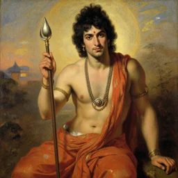 attractive male, hinduism, painting by gaston bussiere, greg rutkowski, j. c. leyendecker, tom of finland