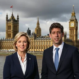 Liz truss and Rishi sunak burning down parliament. Daily Telegraph.