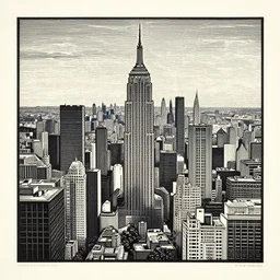 serigraphy art depicting city