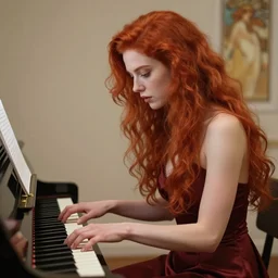 a Photorealistic dramatic fantasy render of a beautiful redhaired woman playing the piano who is Elesky the Streamer, by WLOP,Artgerm,Greg Rutkowski,Alphonse Mucha, Beautiful dynamic dramatic dark moody lighting,shadows,cinematic atmosphere,Artstation,concept design art,Octane render,8K The seeds for each individual image are:  [278737215, 4067835903, 1574338687, 3639917567, 3600094719, 3087612927, 1820828159, 797923263]