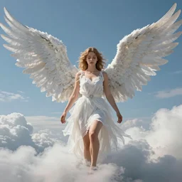 “angel woman with huge wings, unreal engine, detailed, cloud”
