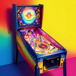 colorful ad for a rainbow pinball machine milton glaser