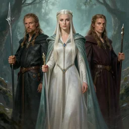 galadriel in lothlorien, art by john howe and brothers hildebrandt