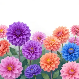 beautiful digital illustration of a field of giant purple pink orange and blue dahlia flowers by dr. seuss, reimagined by industrial light and magic and beeple : 1 | towering megaflora by dr. seuss, spectral color, rolling hills, wide angle : 0. 9 | fantasy, cinematic : 0. 8 | unreal engine, octane, finalrender, deviantart, artstation, artstation hq, behance, hd, 8 k resolution : 0. 7