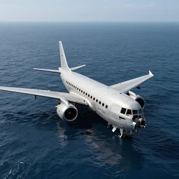 a distant crashed airplane on the ocean, concept art, octane render, unreal engine 5, trending on artstation, hyperrealistic, highly detailed, high quality, 8 k, path traced, beautiful, elegant, geometrically correct, high coherence, high contrast, masterpiece, complementary colors, centered, beautiful sea, cinematic