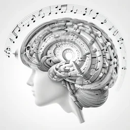 god inside a brain fractal recursive music notes infinity infinite staircase inside a mind thought bubble repeated pattern, artstation