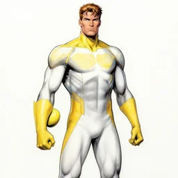 comic book drawing, marvel superhero, coal miner man, white and yellow suit, fanart, digital art, distinct, vivid