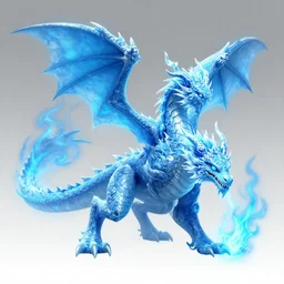 An ice dragon breathing blue flames, digital art, artstation, WLOP, CGSociety