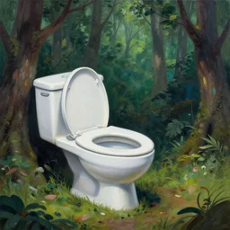 nizovtsev victor painting of a strange toilet monster in a forest