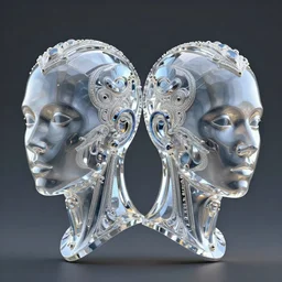 crystal baroque robot heads, hyperrealism, symmetrical, octane render