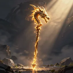 draconic staff, dragon staff,((((((((((((((dragon head))))))))))))))) on top of the staff, ((((dragon head)))) on top of the magic staff!!!!!!!!!!, glowing draconic staff, epic fantasy style art, fantasy epic digital art, epic fantasy weapon art, hearthstone style art