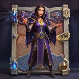 Full body Hearthstone official professional art, with realistic beautiful face & eyes. A sorceress finding a treasure. Insanely coherent and well drawned physical body parts. Full body, sharp focus, 8k high definition, insanely detailed, intricate, elegant, smooth, sharp focus, ArtStation. Very detailed hands with 5 coherent fingers.