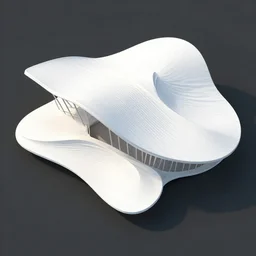 sculptural folded pleats curved roof planes lift and descend creating shade and architectural expression, dramatic form, 3 d top view axonometric, architecture, lightweight structures, isometric view