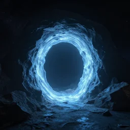 Geode portal in a space, volumetric lighting