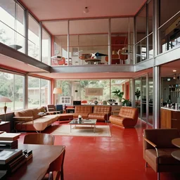 retro 1 9 5 0 s house interior, furniture, modern, steel and glass, mies van der rohe, nicoletta ceccoli, mark ryden, lostfish, max fleischer, depth of field, detailed and intricate red square environment, 8 k resolution, hyperrealistic, octane render