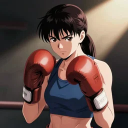 Anime art  style beautiful  female boxer in the style of stanley artgerm