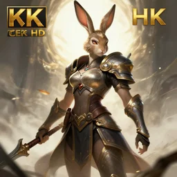 female rabbit anthropomorphic warrior concept art, digital illustration, trending on artstation, intricate details, epic composition, sharp focus, 8 k uhd, masterpiece, league of legends splash art