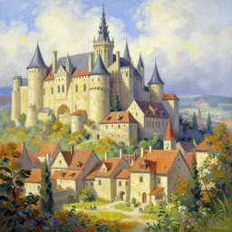 beautiful medieval city by thomas kinkade