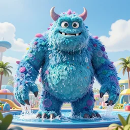 a giant monster made of waterpark, digital art, cinematic lighting, epic composition, highly detailed