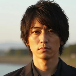 a close face - up photography of famous japanese rock singer 尾 崎 豊, highly detailed, 8 k, golden hour