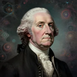 fantasy art hyper realistic ai created interesting bizarre subconscious of george washington with fantastic fractal vignette art award winning best ultra detailed magnificent