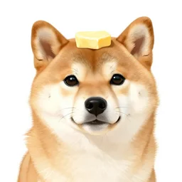 sketch of a shiba inu with butter on his head