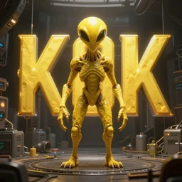 Underground Lab, Huge monster alien, yellow, cinematic, 32k, cinematic lighting, octane