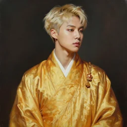 very detailed masterpiece painting of sidecut medium hair Jimin from BTS as a golden robe monk from BTS, featured in artstation, concept art by Greg Rutkowski, WLOP, Dan Mumford, Christophe Vacher