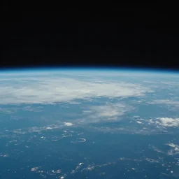 a view of low earth orbit, the black void of outer space is visible, photograph, cinematic, 4 k, detailed, beautiful view