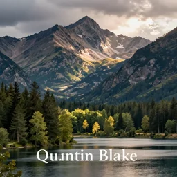 mountains, trees, and lake, by quentin blake