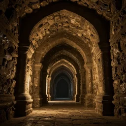 stone walls, tunnelinto darkness, exquisite, volumetric lighting, 8 k octane beautifully detailed render, post - processing, extremely hyper - detailed, intricate, epic composition, cinematic lighting, masterpiece, trending on artstation, stunning art by caravaggio, by bakshi, beautiful cinematic light