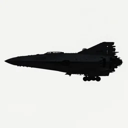 silhouette of a huge military spaceship side view concept art