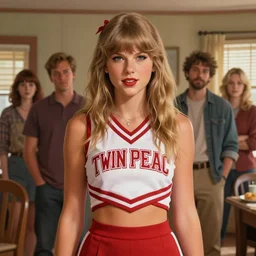 twin peaks movie poster art portrait of taylor swift as the local cheerleader, nostalgic, domestic, highly detailed, digital painting, artstation, concept art, smooth, sharp focus, illustration, artgerm, donato giancola, joseph christian leyendecker, wlop, by tomer hanuka