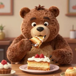 Freddy Fazbear eating cakes, detailed digital art, trending on Artstation