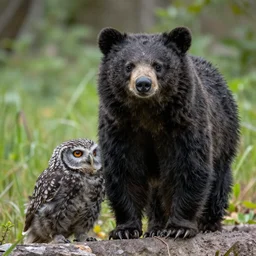 an owlbear and its young out in the wild