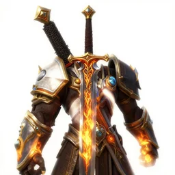 world of warcraft 3 d assets : the sword of fire, unreal engine, fantasy, close shot, bright background