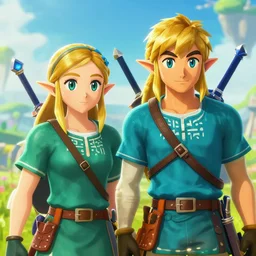 an in game portrait of drake and josh from the legend of zelda breath of the wild, breath of the wild art style.