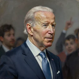 epic Joe Biden in pandemonium, portrait, art by Wayne Barlowe, oil on canvas