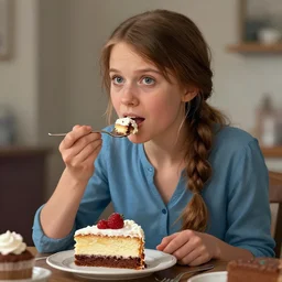 greta thunberg eating cakes, detailed digital art, trending on Artstation