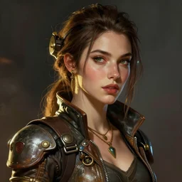 a beautiful digital art portrait of a woman, dieselpunk, artstation