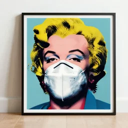 a pop art print print by andy warhol of mao wearing a ffp 2!!! mask, covid ffp 2 mask, award winning, trending on flickr