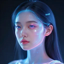 concept art of a beautiful holographic woman, artificial intelligence | | futuristic, neon, cute - fine - face, pretty face, fine details by stanley artgerm lau, wlop, rossdraws, james jean, andrei riabovitchev, marc simonetti, and sakimichan, trending on artstation