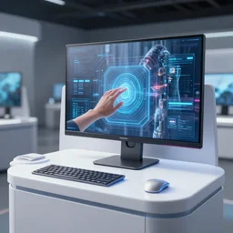 futuristic computer that has ai generated touch module, product display