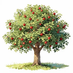 beautiful detailed illustration apple tree  by Alena Aenami