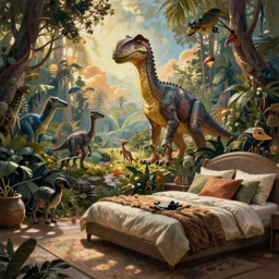 the land before time background background painting, cybernetic bedroom