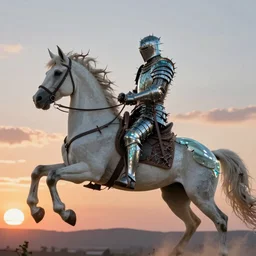knight with armor made of thorns and glass rides a white unicorn into the sunset, concept art, cinematic light by artgerm, frank frazetta